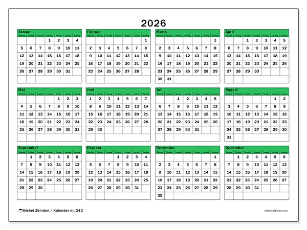 Årskalender 2026 til udskrivning - Håb for fremtiden