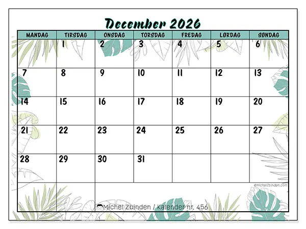December 2026 månedskalender til udskrivning - Natur og have