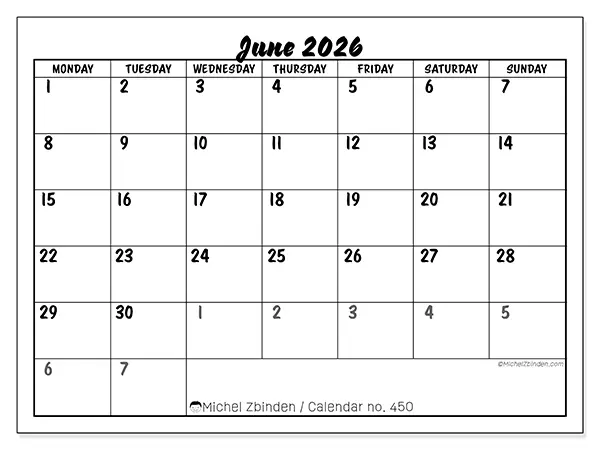 Printable June 2026 calendar - Detailed organization