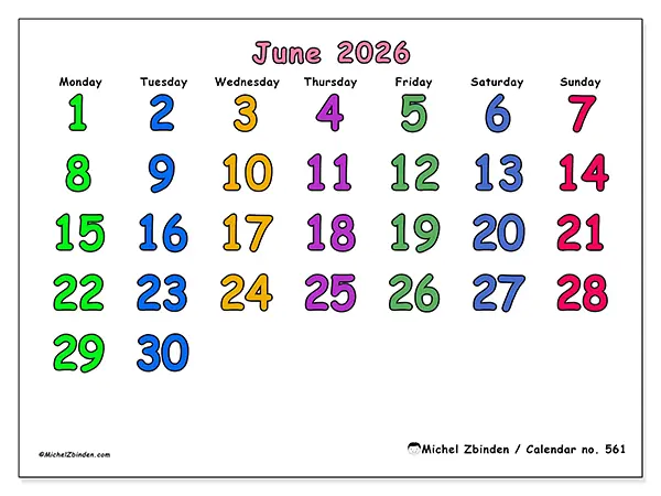 Printable June 2026 calendar - Creative moments