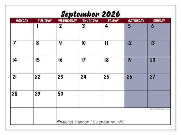 Printable September 2026 calendar - Colorful productivity