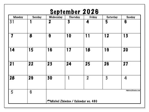 Printable September 2026 calendar - Complete planning