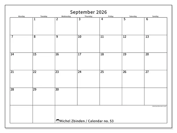 Printable September 2026 calendar - Efficient schedule