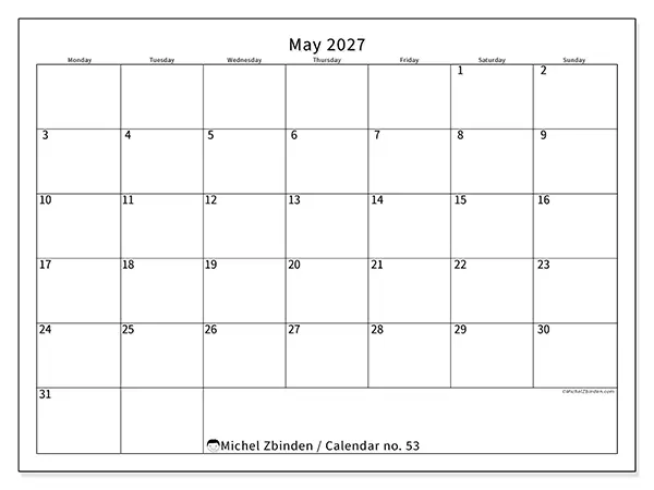 Printable May 2027 calendar - Efficient schedule