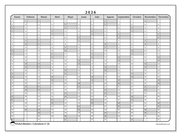 Calendario anual 2026 para imprimir - Listas prácticas