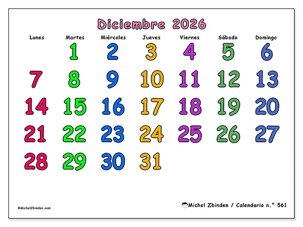 Calendario de diciembre de 2026 para imprimir - Momentos creativos