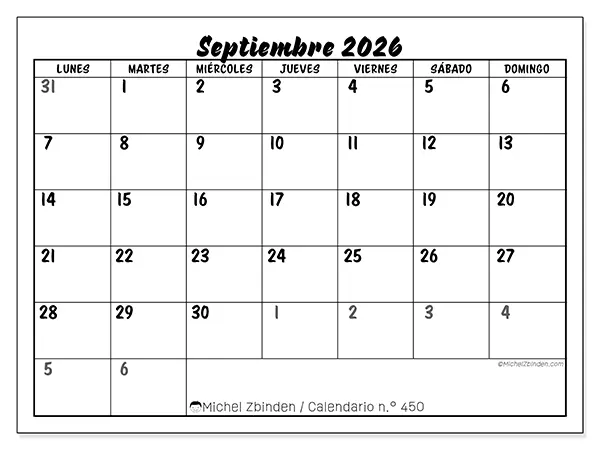 Calendario de septiembre de 2026 para imprimir - Organización detallada