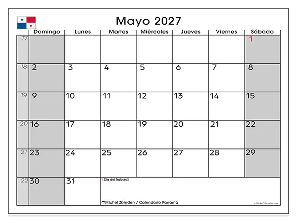 Calendario de mayo de 2027 para imprimir - Panamá