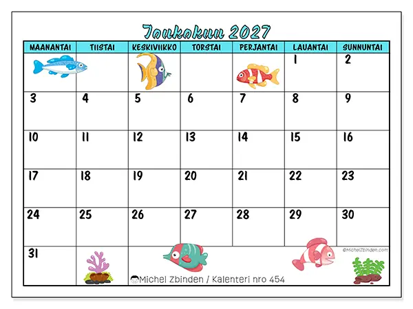 tulostettava kalenteri Toukokuu 2027 - Värikkäät kalat