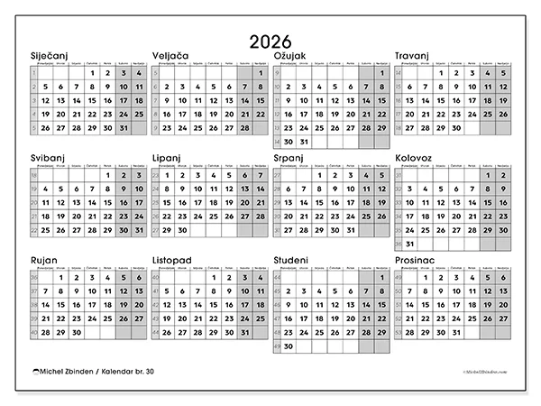 Godišnji kalendar za ispis