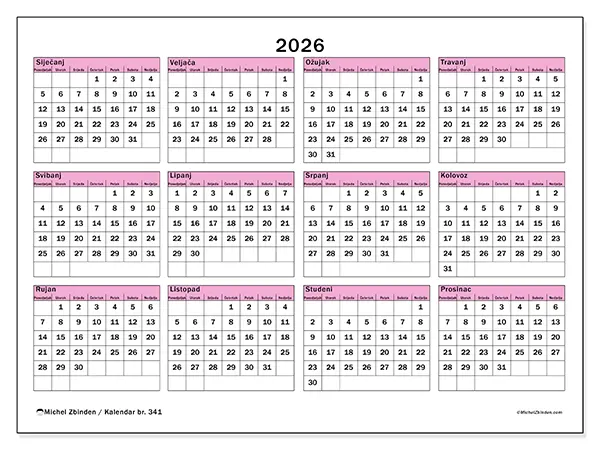 Godišnji kalendar 2026 za ispis - Planiranje i pregled