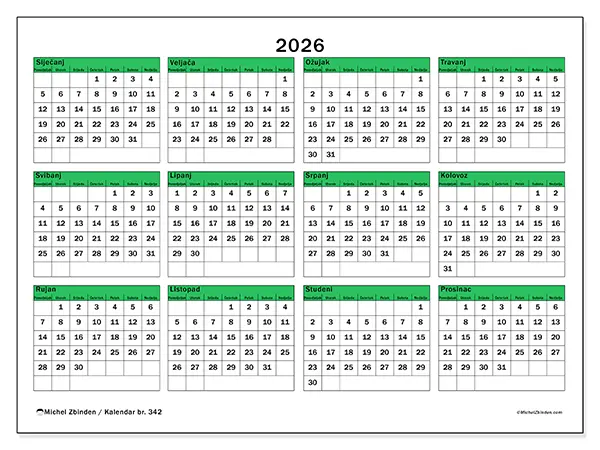 Godišnji kalendar 2026 za ispis - Nada za budućnost