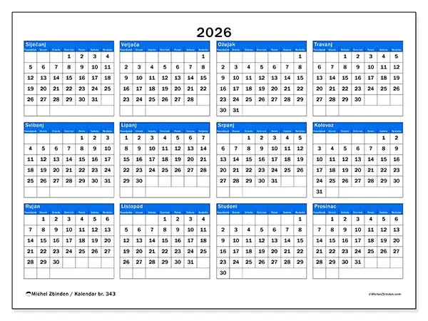 Godišnji kalendar 2026 za ispis - Strateški pregled