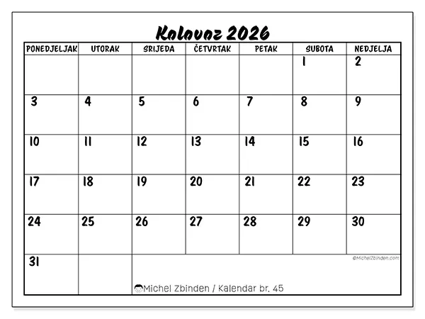 Kalendar kolovoz 2026 za ispis - Školski uspjeh