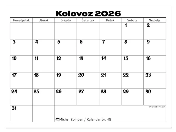 Kalendar kolovoz 2026 za ispis - Usklađivanje posla