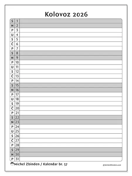 Kalendar kolovoz 2026 za ispis - Popis aktivnosti