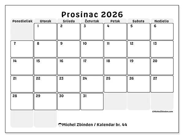 Kalendar prosinac 2026 za ispis - Strukturirano planiranje