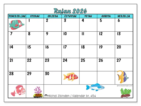 Kalendar rujan 2026 za ispis - Šarene ribe