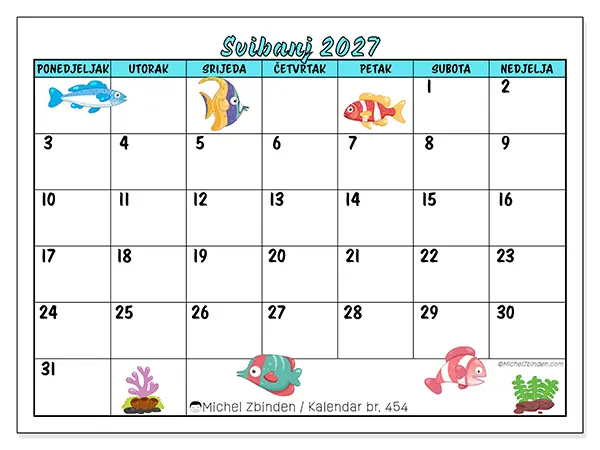 Kalendar svibanj 2027 za ispis - Šarene ribe