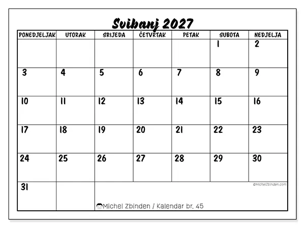 Kalendar svibanj 2027 za ispis - Školski uspjeh