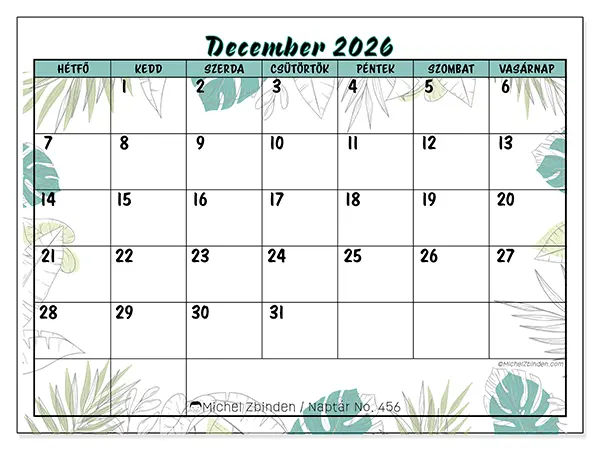 nyomtatható naptár December 2026 - Természet és kert