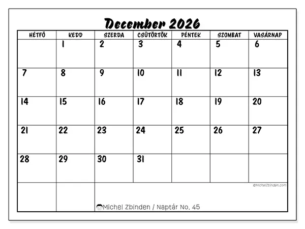 nyomtatható naptár December 2026 - Iskolai siker