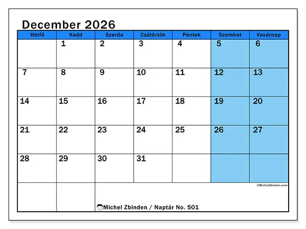 nyomtatható naptár December 2026 - Dinamikus tanulás