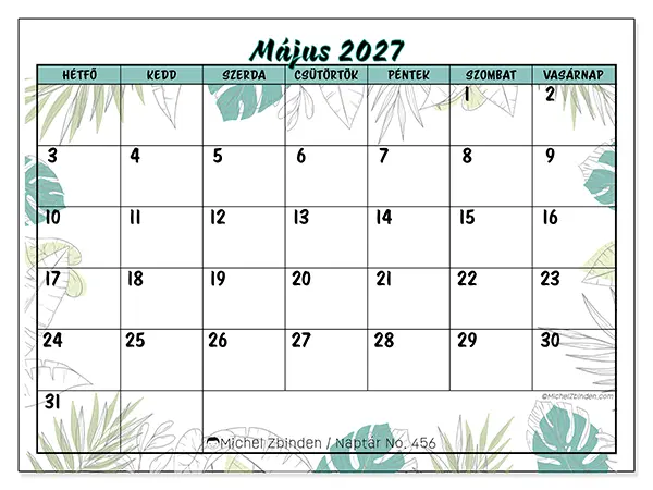 nyomtatható naptár Május 2027 - Természet és kert