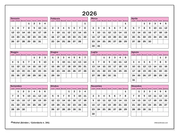 Calendario annuale 2026 da stampare - Pianificazione e previsione