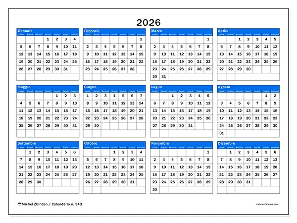 Calendario annuale 2026 da stampare - Visione strategica