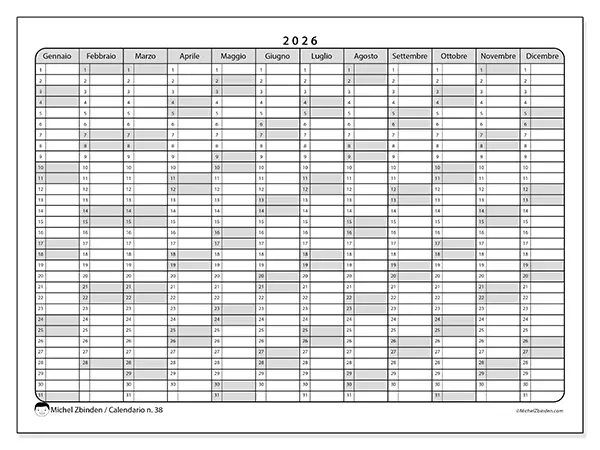 Calendario annuale 2026 da stampare - Liste pratiche