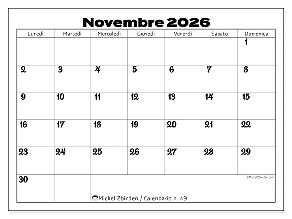 Calendario novembre 2026 da stampare - Coordinamento produttivo