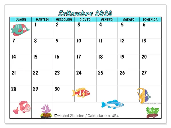 Calendario settembre 2026 da stampare - Pesci colorati