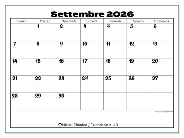 Calendario settembre 2026 da stampare - Coordinamento produttivo
