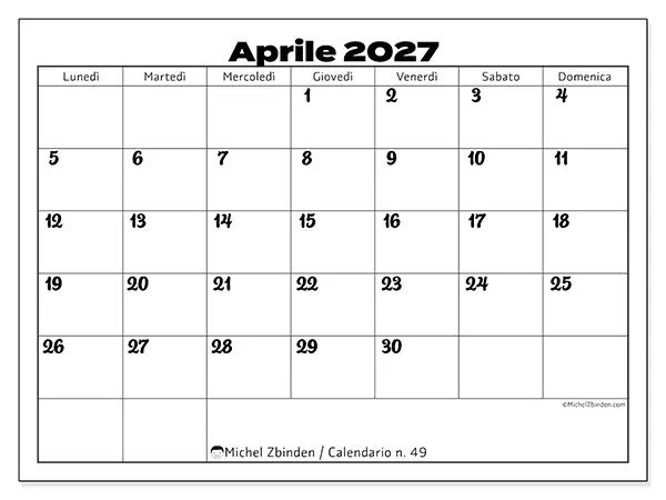 Calendario aprile 2027 da stampare - Coordinamento produttivo
