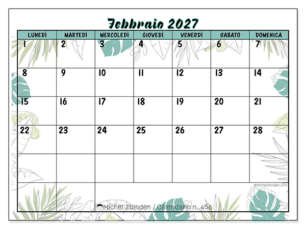 Calendario febbraio 2027 da stampare - Natura e giardino