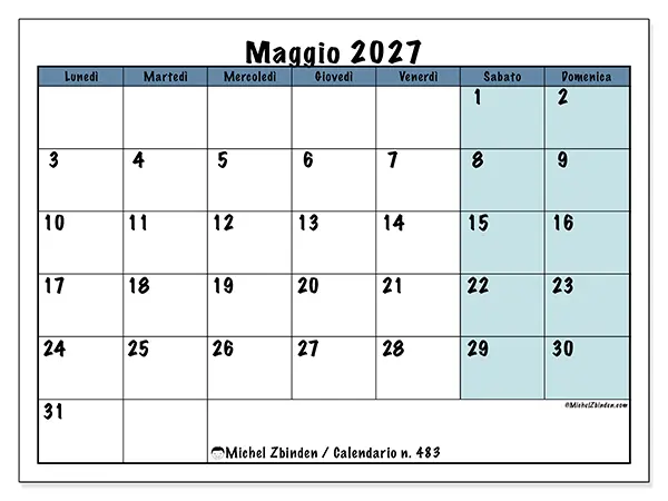 Calendario maggio 2027 da stampare - Struttura per la scuola
