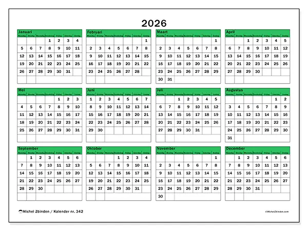 Jaarkalender 2026 om af te drukken - Hoop voor de toekomst