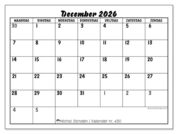 Kalender december 2026 om af te drukken - Gedetailleerde organisatie