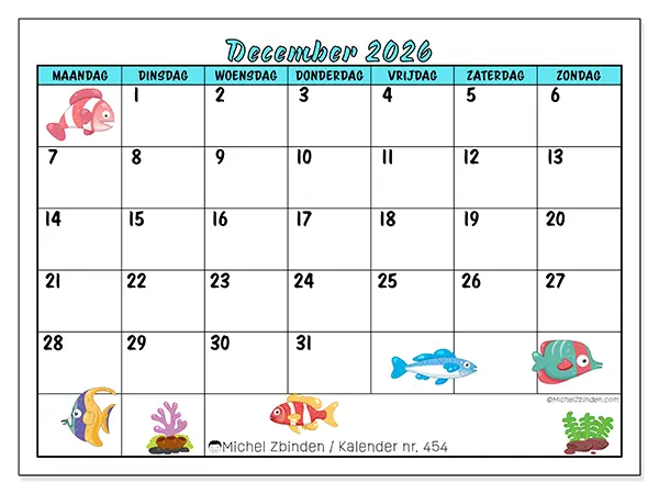 Kalender december 2026 om af te drukken - Gekleurde vissen
