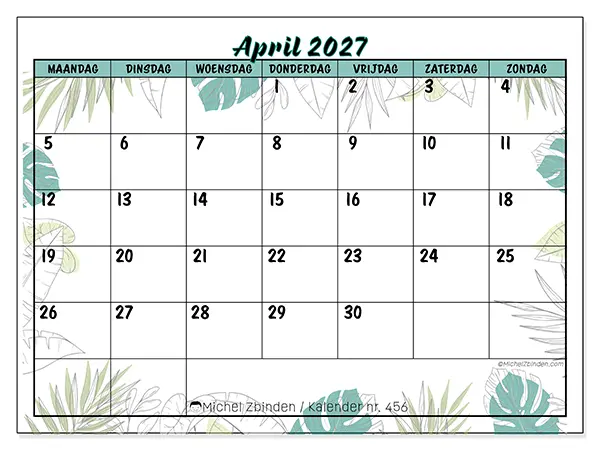 Kalender april 2027 om af te drukken - Natuur en tuin