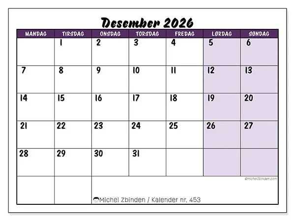 Desember 2026 kalendere til utskrift - Fargerike oppgaver
