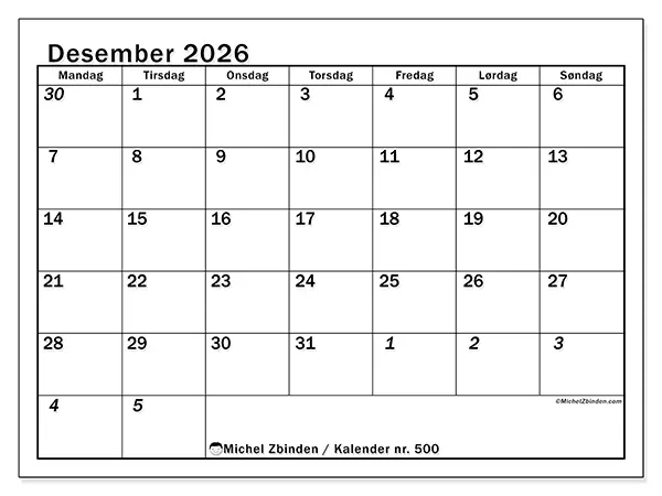 Desember 2026 kalendere til utskrift - Intensiv planlegging