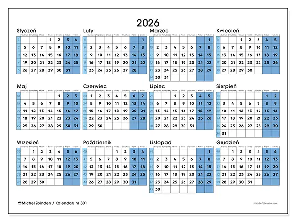Kalendarz roczny 2026 do druku - Gotowy na uniwersytet