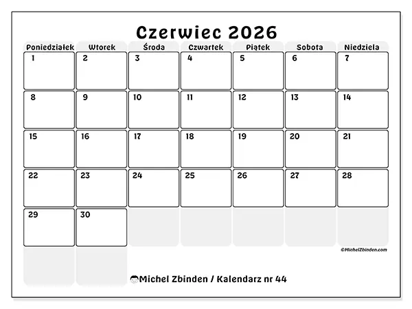 Kalendarz do druku na czerwiec 2026 - Uporządkowane planowanie