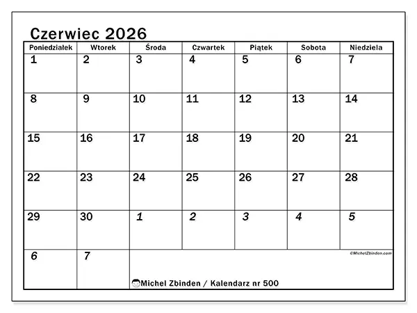 Kalendarz do druku na czerwiec 2026 - Intensywne planowanie
