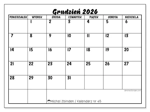Kalendarz do druku na grudzień 2026 - Sukces szkolny