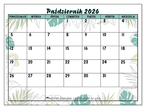 Kalendarz do druku na październik 2026