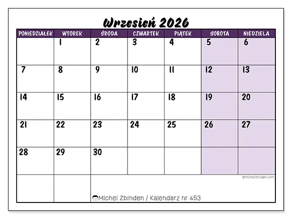 Kalendarz do druku na wrzesień 2026 - Kolorowe zadania