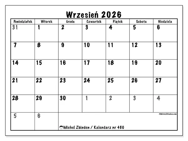 Kalendarz do druku na wrzesień 2026 - Pełne planowanie